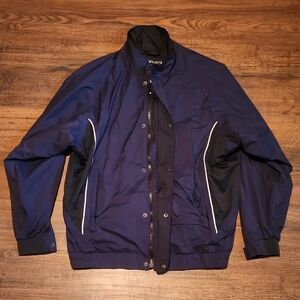Men FootJoy Blue Windbreaker Jacket with Full-Zip and Ribbed Cuffs